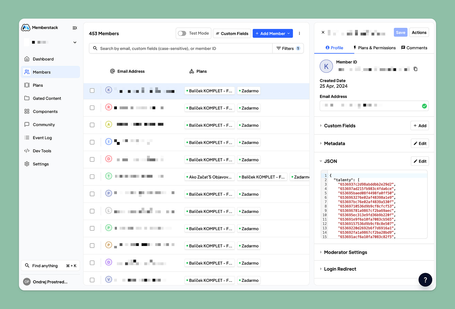 Screenshot of Memberstack admin interface. Screenshot of Memberstack admin interface.