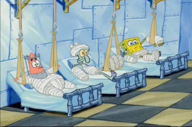 Spongebob and friends in hospital Meme Generator - Imgflip