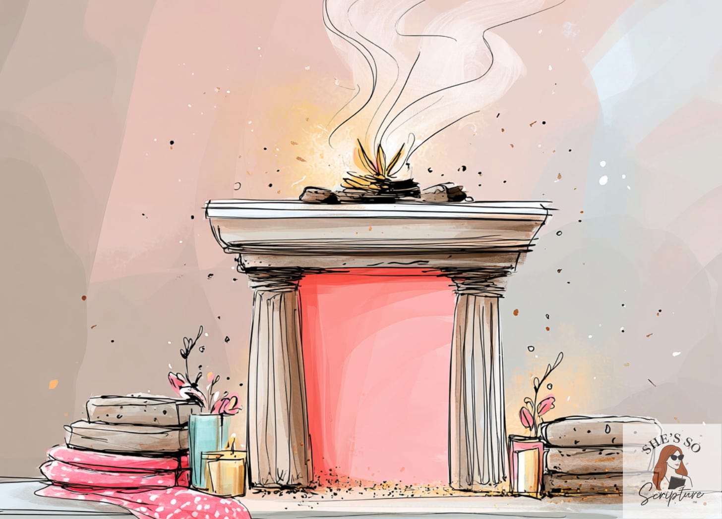 Watercolor illustration symbolizing the biblical teaching that the fat belonged to the Lord in ancient sacrifices.