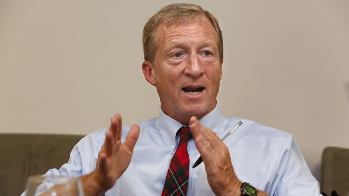 Tom Steyer's bets on private prisons and coal mining could spell trouble in  2020 - Los Angeles Times