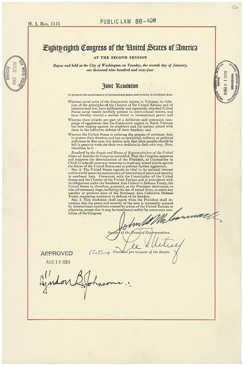 Tonkin Gulf Resolution (1964) | National Archives