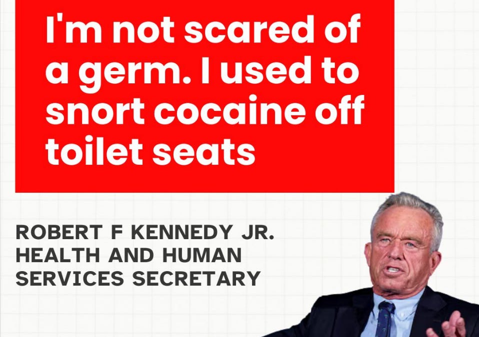 RFK Jr., America’s Top Health Official Just Bragged About Snorting Coke Off Toilet Seats — And Honestly, That Tracks