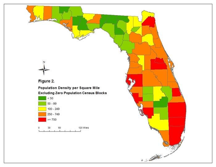 Measuring Population Density For Counties In Florida – B.E.B.R. – Bureau of  Economic and Business Research