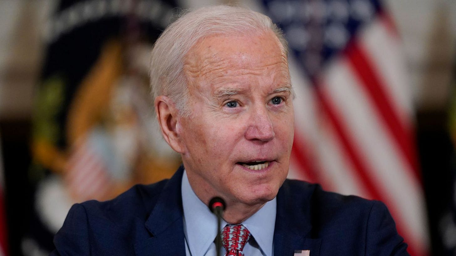 President Joe Biden speaks during a meeting with the President's Council of Advisors on Science and Technology in the State Dining Room of the White House on Tuesday, April 4, 2023.