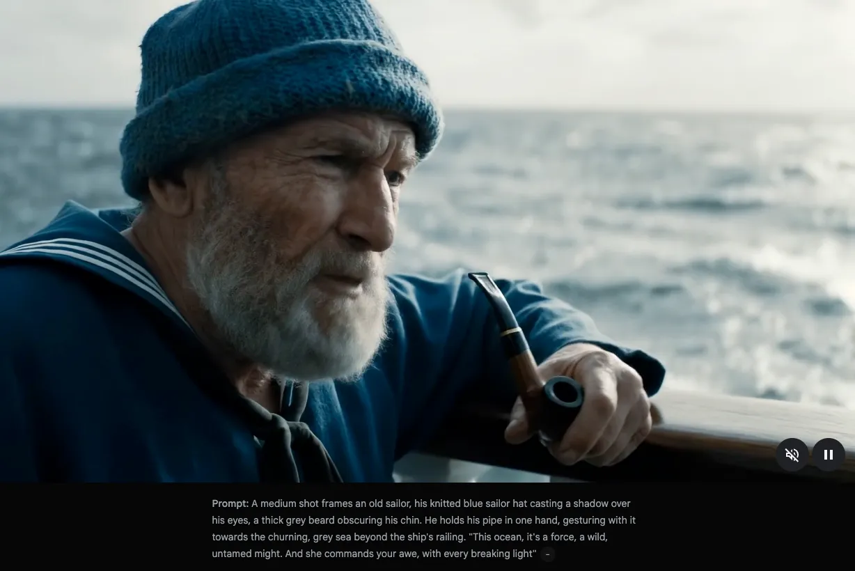 old sailor with a knitted blue hat