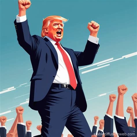Donald Trump Jumping with Raised Fist | Stable Diffusion Online