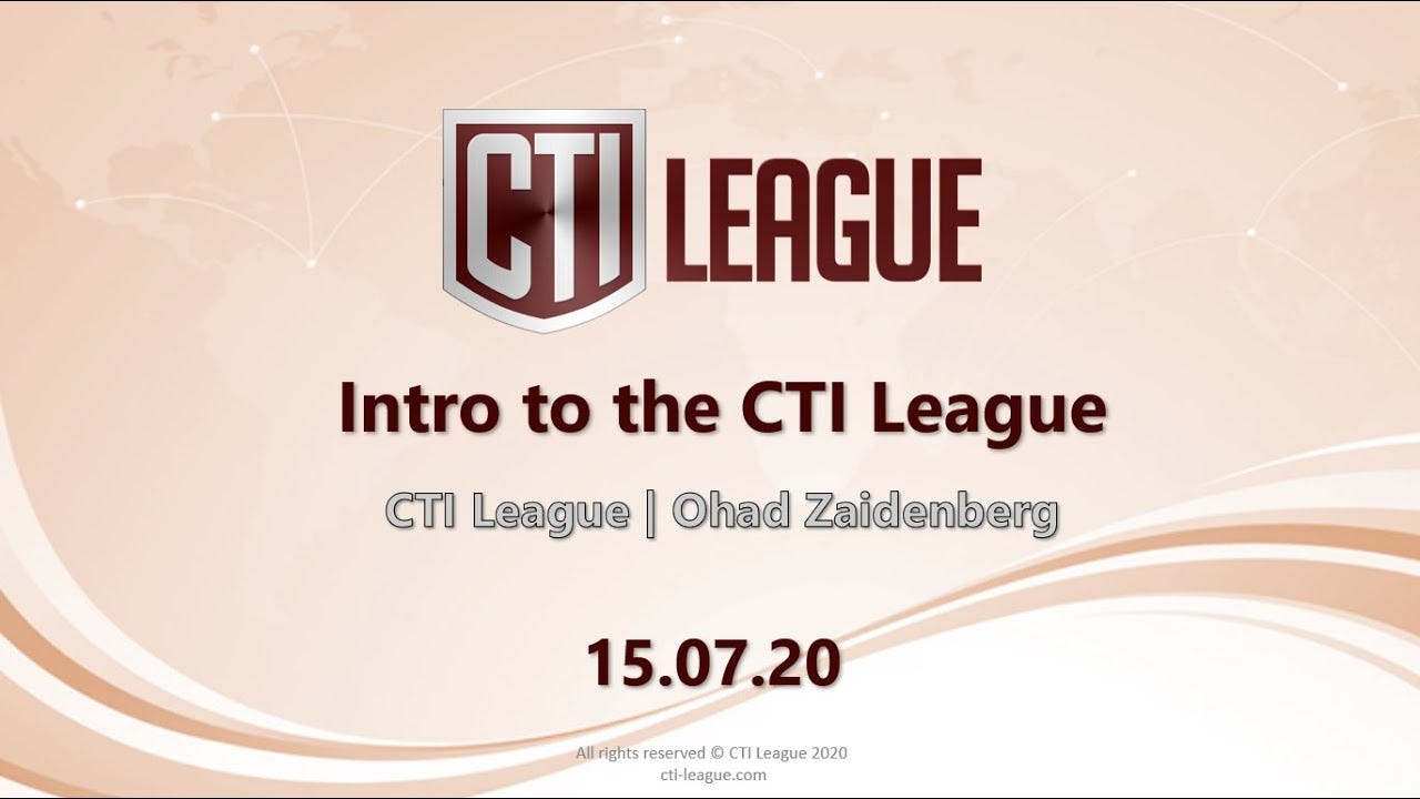 Introduction for the CTI League (Ohad Zaidenberg) - YouTube