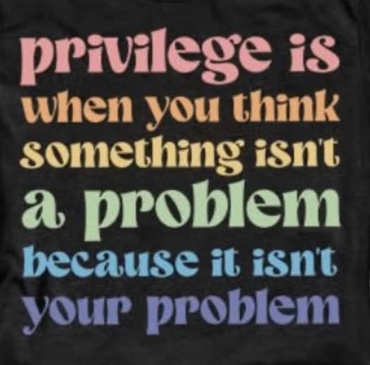 May be an image of text that says 'privilege is when you think something isn't a problem because it isn't your problem'