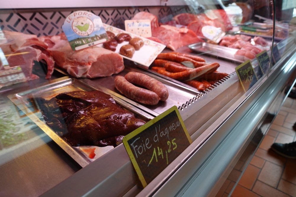 Fresh meat and local delicacies at the Boucherie, Charcuterie at Les Estables Village Fresh meat and local delicacies at the Boucherie, Charcuterie at Les Estables Village