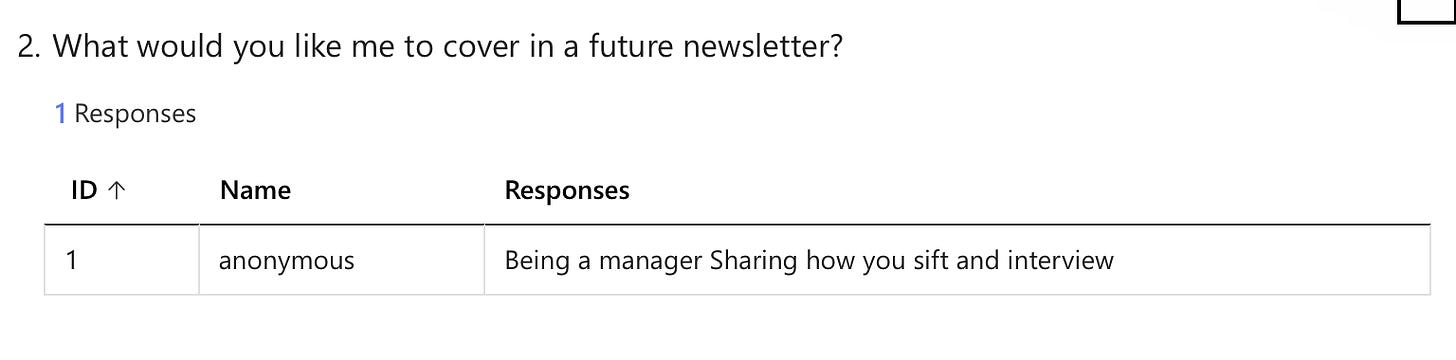 Screenshot of suggestion from respondent 1