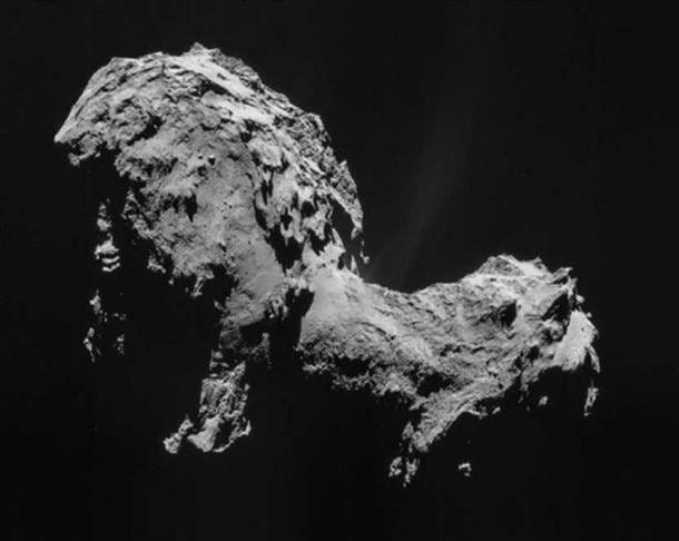 Comet Churyumov–Gerasimenko in September 2014 as imaged by Rosetta. Comet Churyumov–Gerasimenko in September 2014 as imaged by Rosetta.