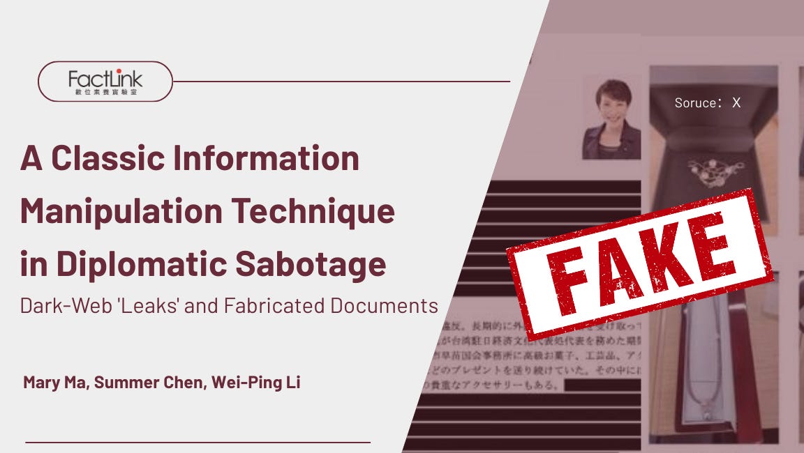 A Classic Information Manipulation Technique in Diplomatic Sabotage: Dark-Web 'Leaks' and Fabricated Documents