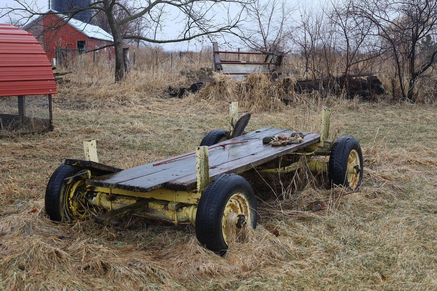 old running gear on the farm
