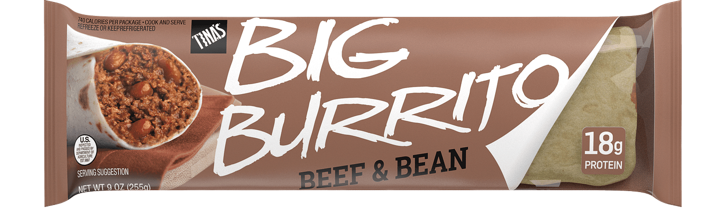 Tina's Big Burrito Beef & Bean, Packaged Burrito, 9 oz, 1 Count - Walmart.com