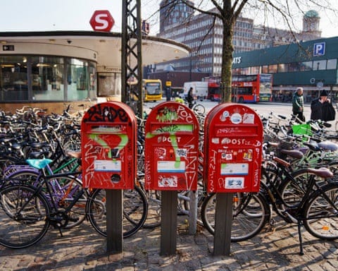 Mailboxes at Vesterport Station in Copenhagen, Denmark