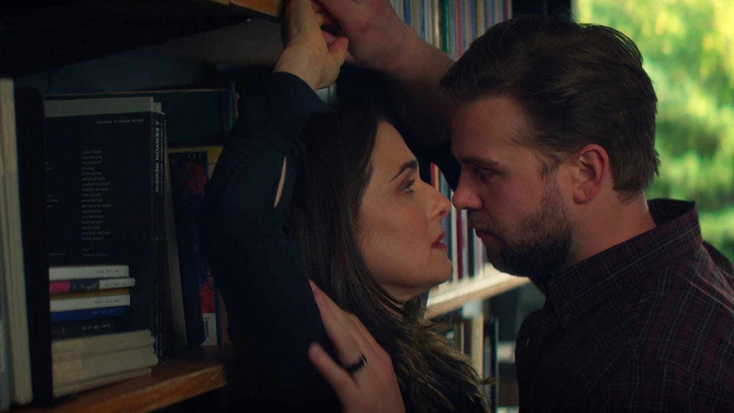 Rachel Weisz as M and Leo Woodall as Vladimir in 'Vladimir' limited series.