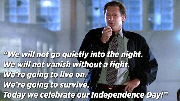 Bill Pullman as U.S. President Thomas J. Whitmore in Independence Day