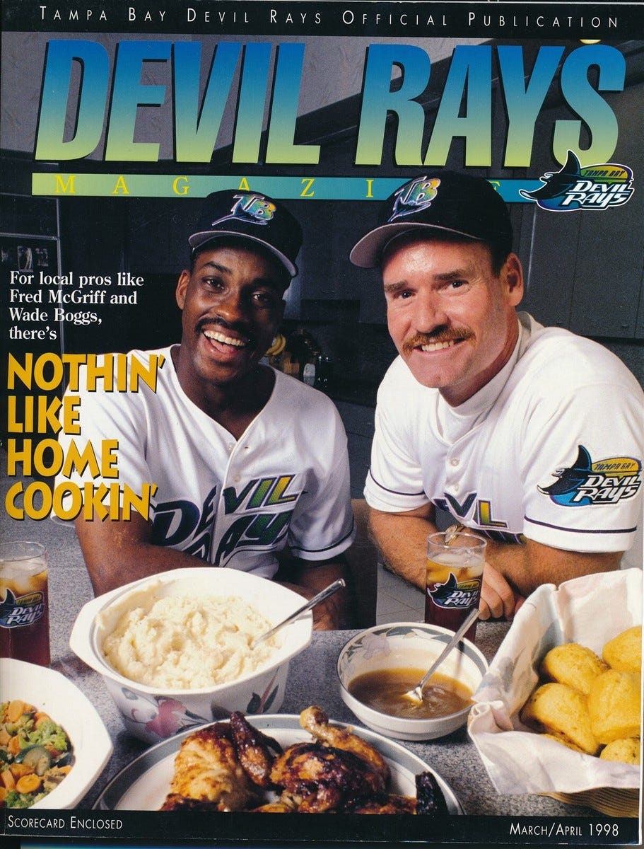 1998 MARCH/APRIL DEVIL RAYS MAGAZINE (BOGGS, McGRIFF COVER) + 2 FAN GUIDES 1998 MARCH/APRIL DEVIL RAYS MAGAZINE (BOGGS, McGRIFF COVER) + 2 FAN GUIDES