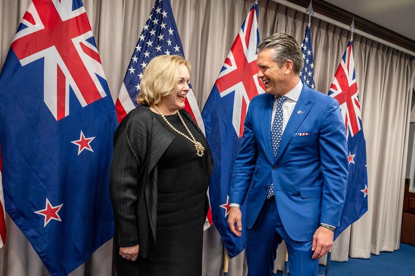 Judith Collins and Pete Hegseth. Judith Collins and Pete Hegseth.