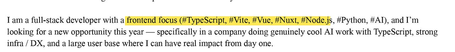 The letter front-loads the stack instead of describing it. The letter front-loads the stack instead of describing it.