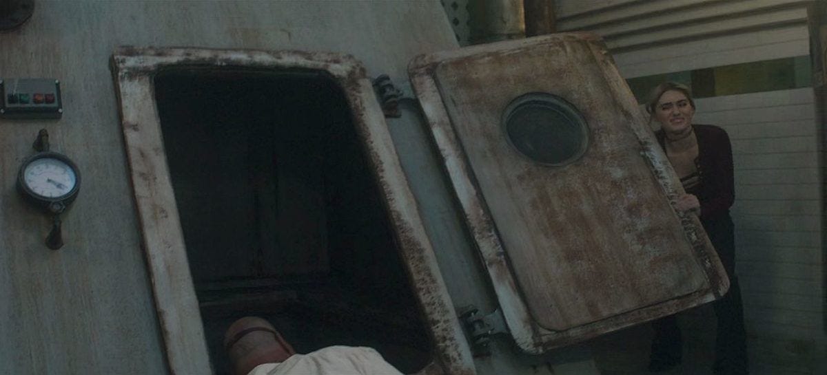 The Winchesters Mary about to slam door on the golem 1.10. The Winchesters Mary about to slam door on the golem 1.10.