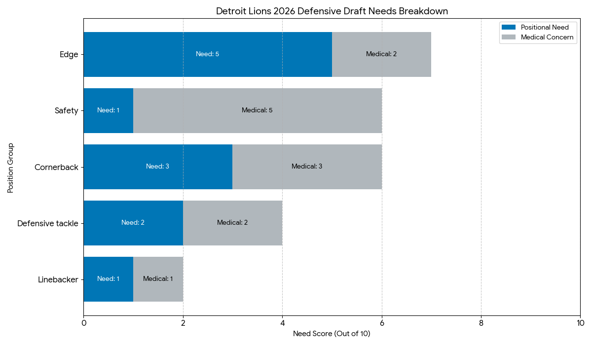 Detroit Lions defensive positional needs rankings