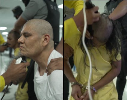 A prisoner's beard is shaved, as is a long-haired man's head A prisoner's beard is shaved, as is a long-haired man's head