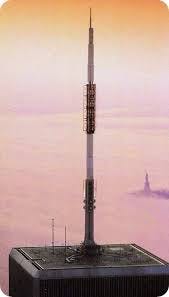 The 1 WTC antenna (noth tower) was a 360 ft tall radio and television  transmission tower installed on the roof of the north tower in 1978 and  upgraded in 1999 to accommodate