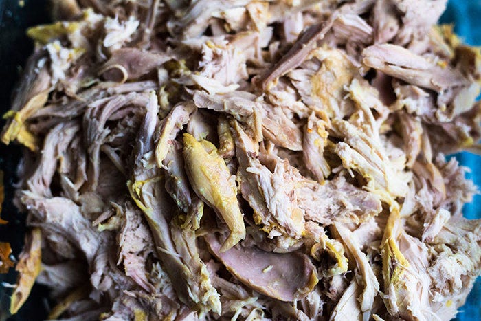 shredded chicken for ginger turmeric chicken soup