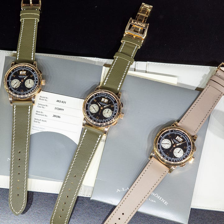 A selection of Alfredo Paramico's Langes on display—original Datographs and Dufourographs