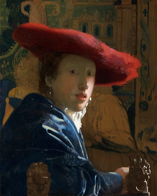 Girl with the Red Hat, ca. 1665-67, Johannes Vermeer Girl with the Red Hat, ca. 1665-67, Johannes Vermeer