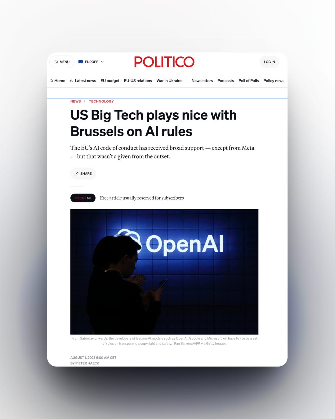 News article screenshot. The headline reads: