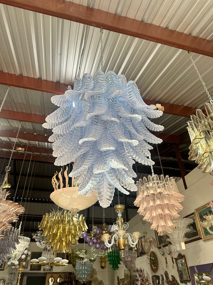 murano glass at Round Top antiques fair