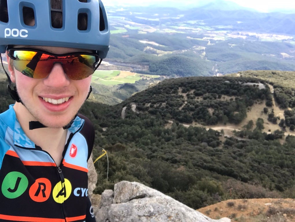 Selfie of rider wearing a POC helmet