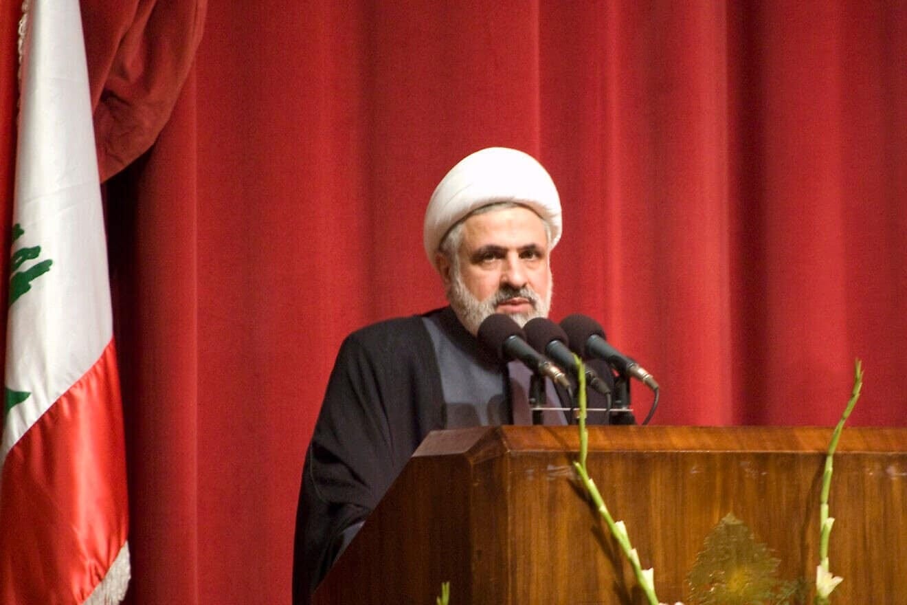 Hezbollah Secretary-General Naim Qassem. Photo by Sebastian Baryli via Wikimedia Commons.