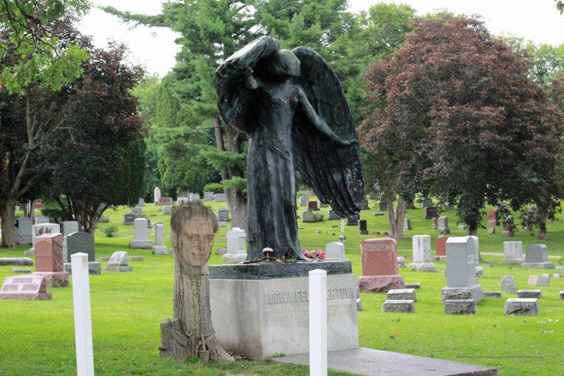 the black angel statue and steve buscemi 