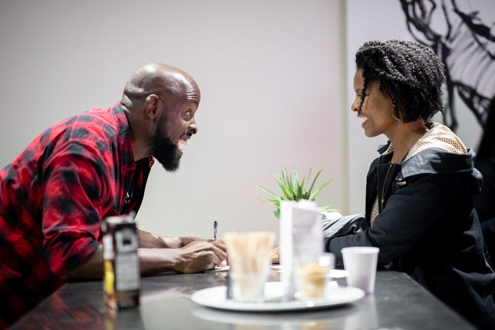 A friendly interaction at the Portrait Coffee Roasters pop-up at beSOCIAL.