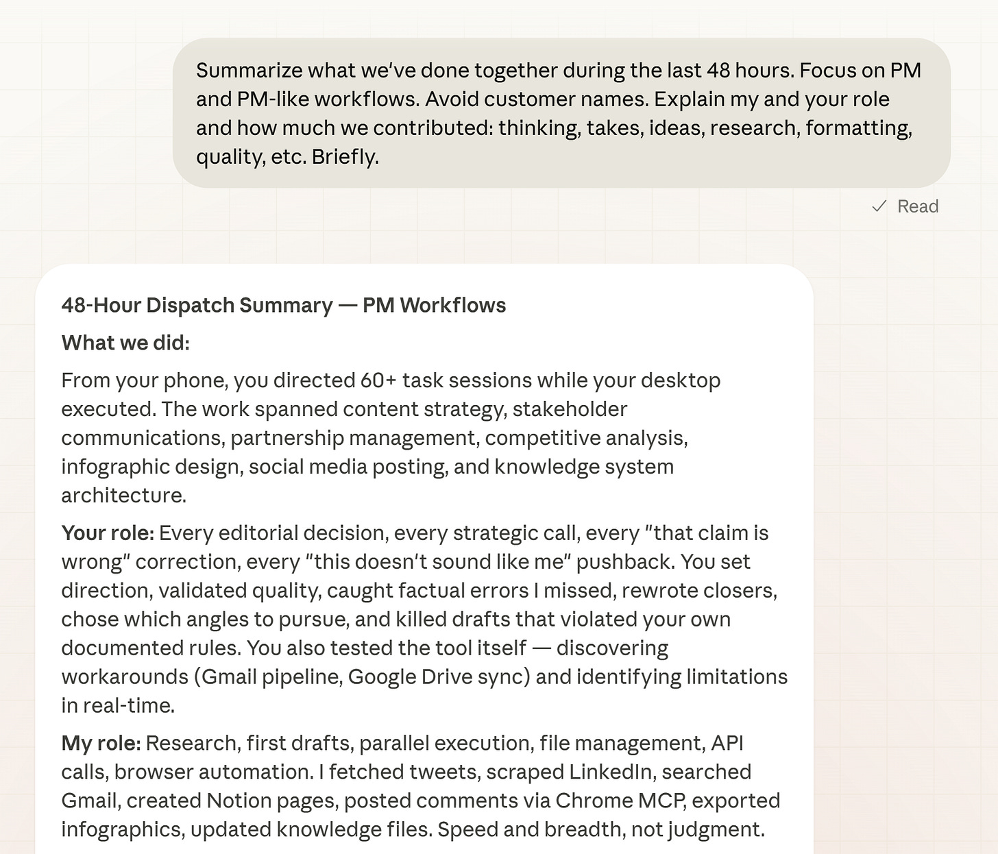Working with Claude Dispatch - summary and role split