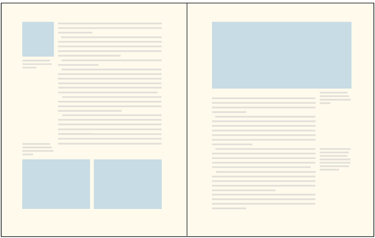 a 2-page spread with images and type as an example of varying column widths a 2-page spread with images and type as an example of varying column widths
