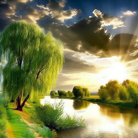 Beautiful nature scenes. trees, rivers, lakes, brooks. birds.