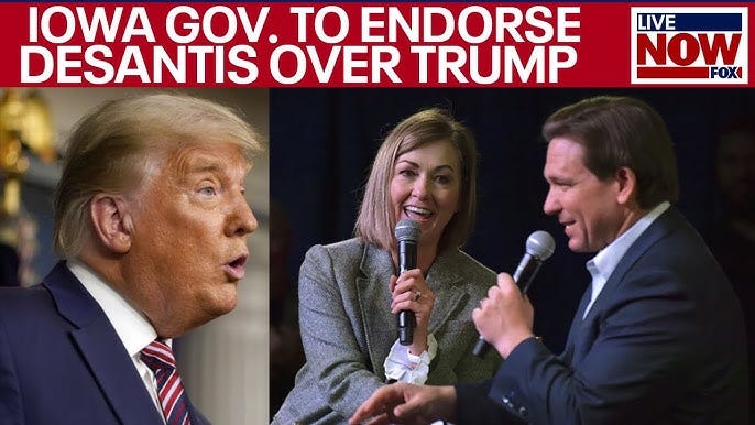 Trump reacts after Iowa Gov Kim Reynolds set to endorse DeSantis for  president | LiveNOW from FOX - YouTube