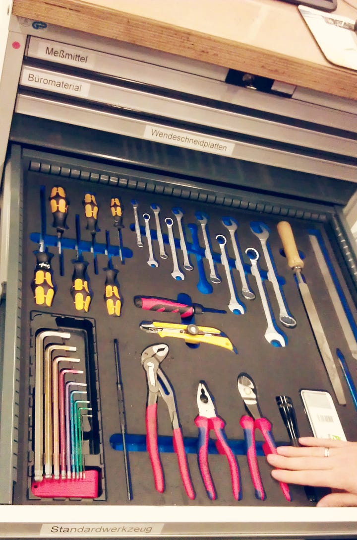 Super organized drawers of tools