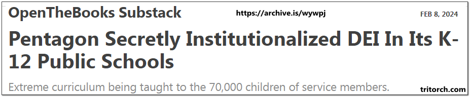 Pentagon secretly intitutionalized ESG into its k through 12 public schools open the books