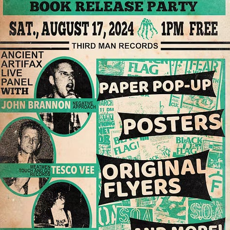 Flyers for the August 2024 Ancient Artifax book release events.