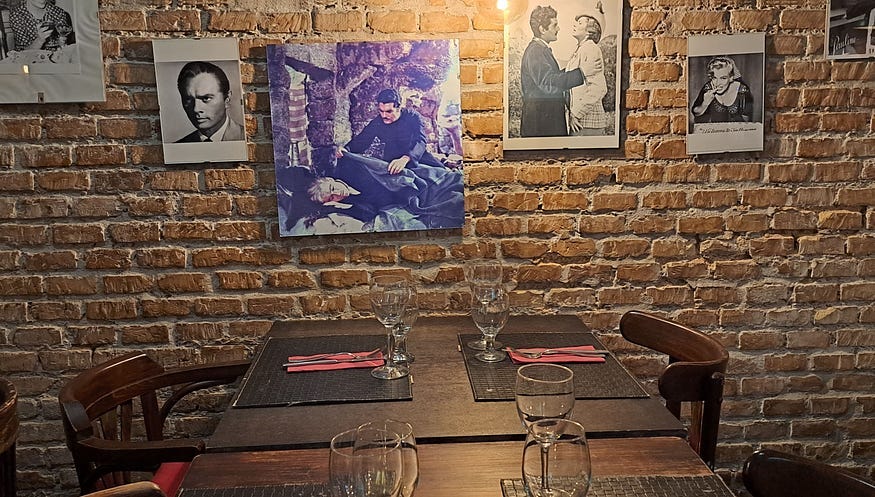 Film star pictures on a restaurant wall Film star pictures on a restaurant wall