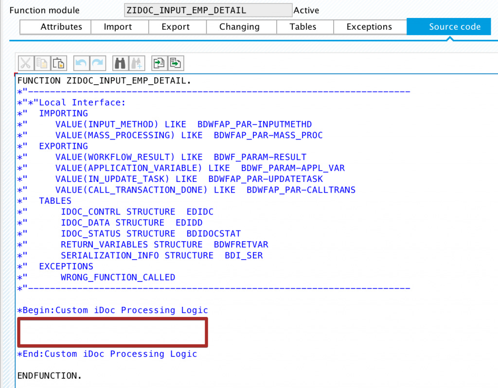 Custom inbound iDoc Processing Function Module format Custom inbound iDoc Processing Function Module format