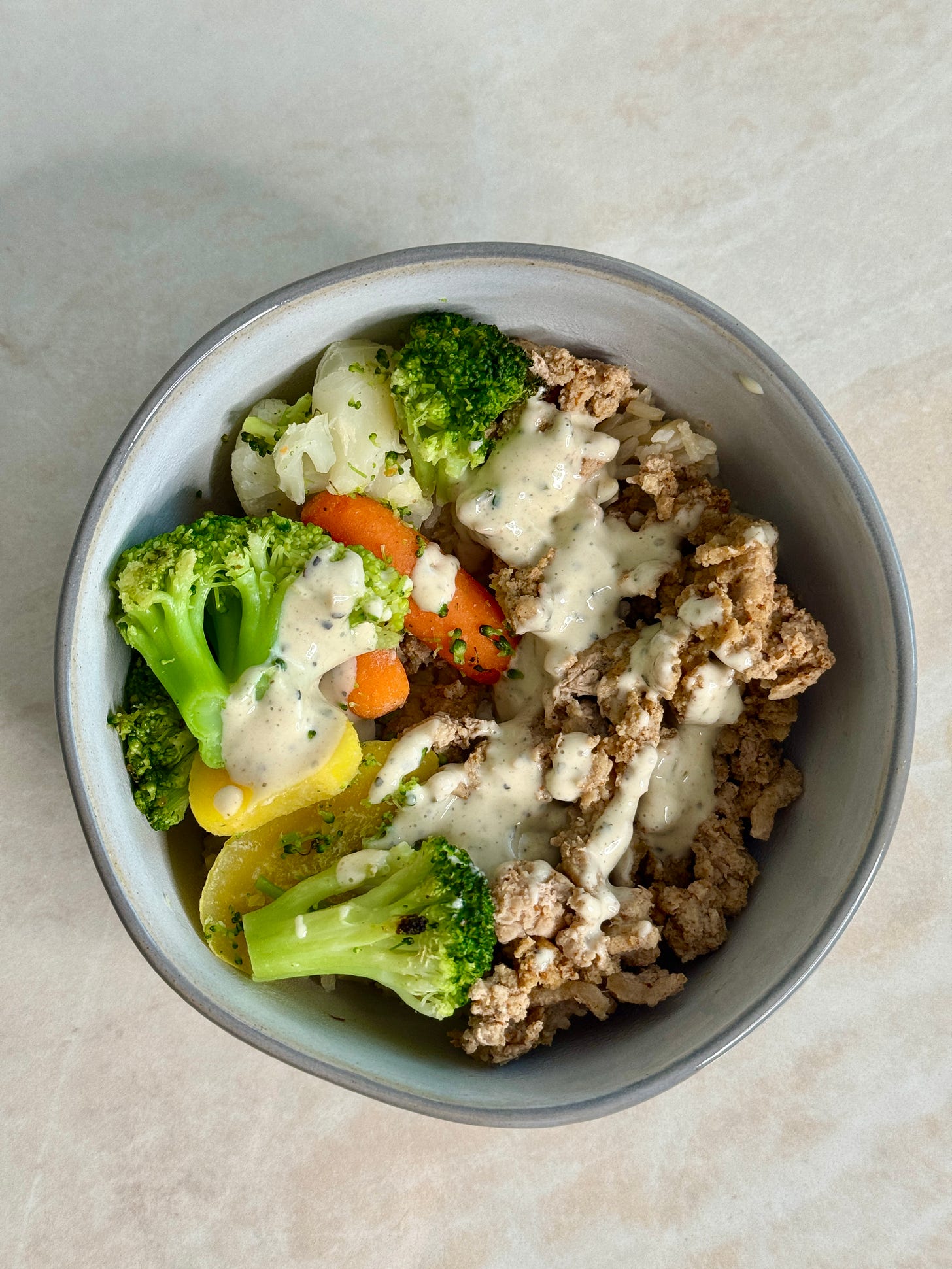 Turkey taco bowl with green goddess dressing