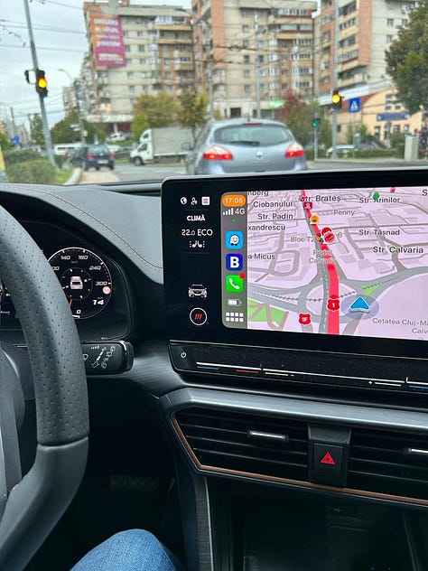 Ruta mașinii din centru până în cartierul Mănăștur. cursă alergător - mașină