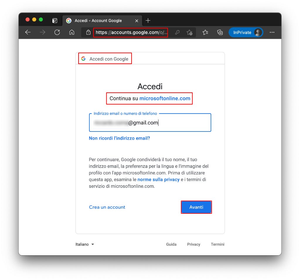 Google login page Google login page