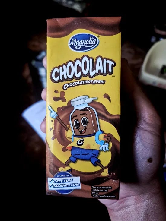 a carton of Magnolia Chocolait drink a carton of Magnolia Chocolait drink